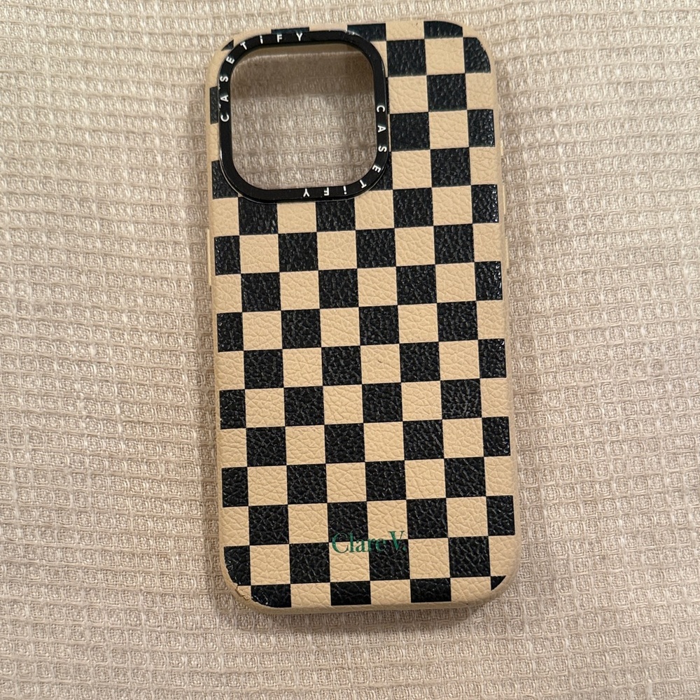 Clare V. Checkered iPhone 15 pro case